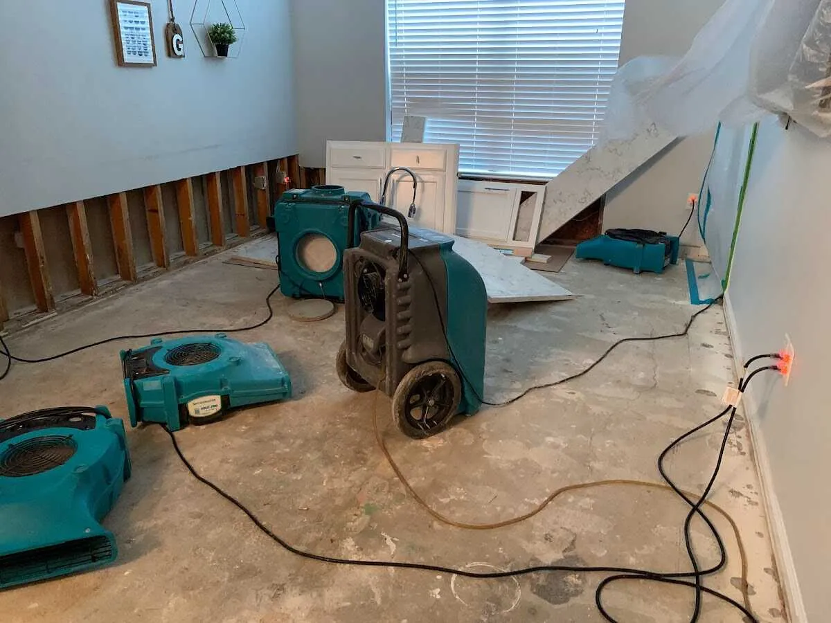 Dehumidifier in flood-cut room for Water Damage Restoration in Lake Charles
